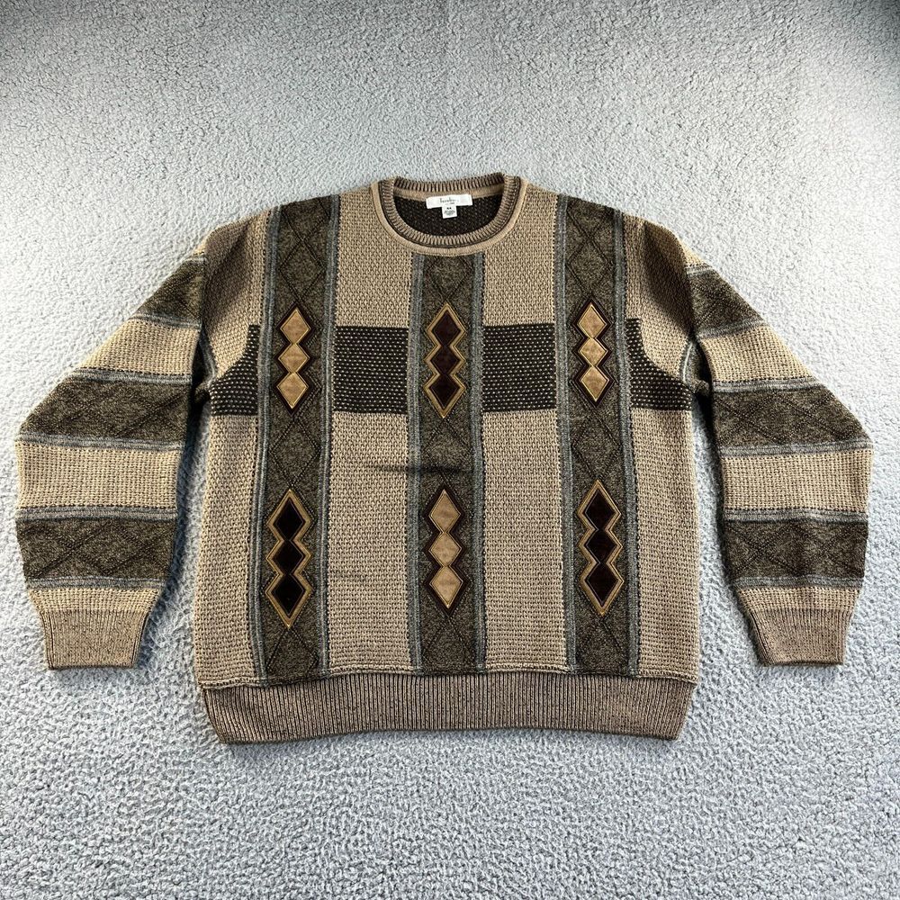 New Vintage Turnbury Sweater Mens 44 Brown Wool Blend Italy‎ Southwestern Chunky